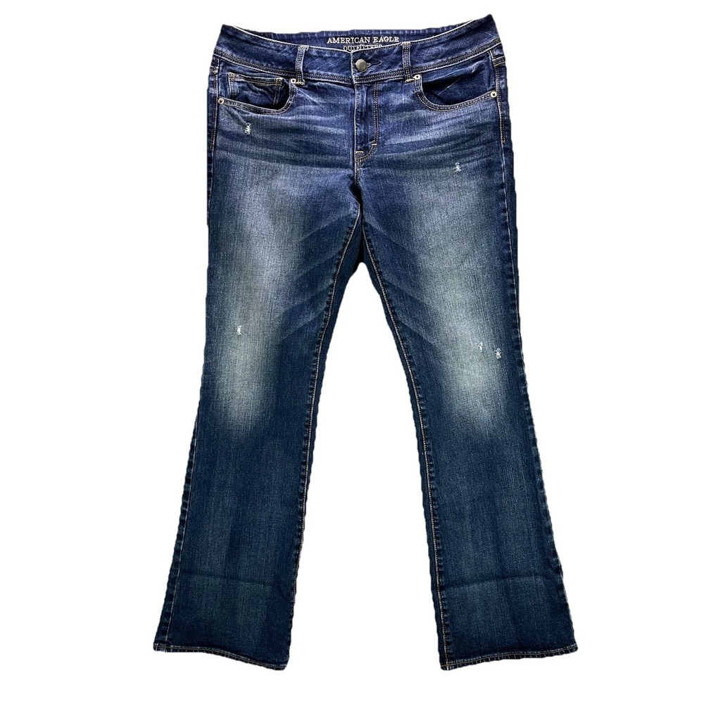 American Eagle Kick Boot Jeans Womens 12 Regular Blue Stretch Bootcut Denim